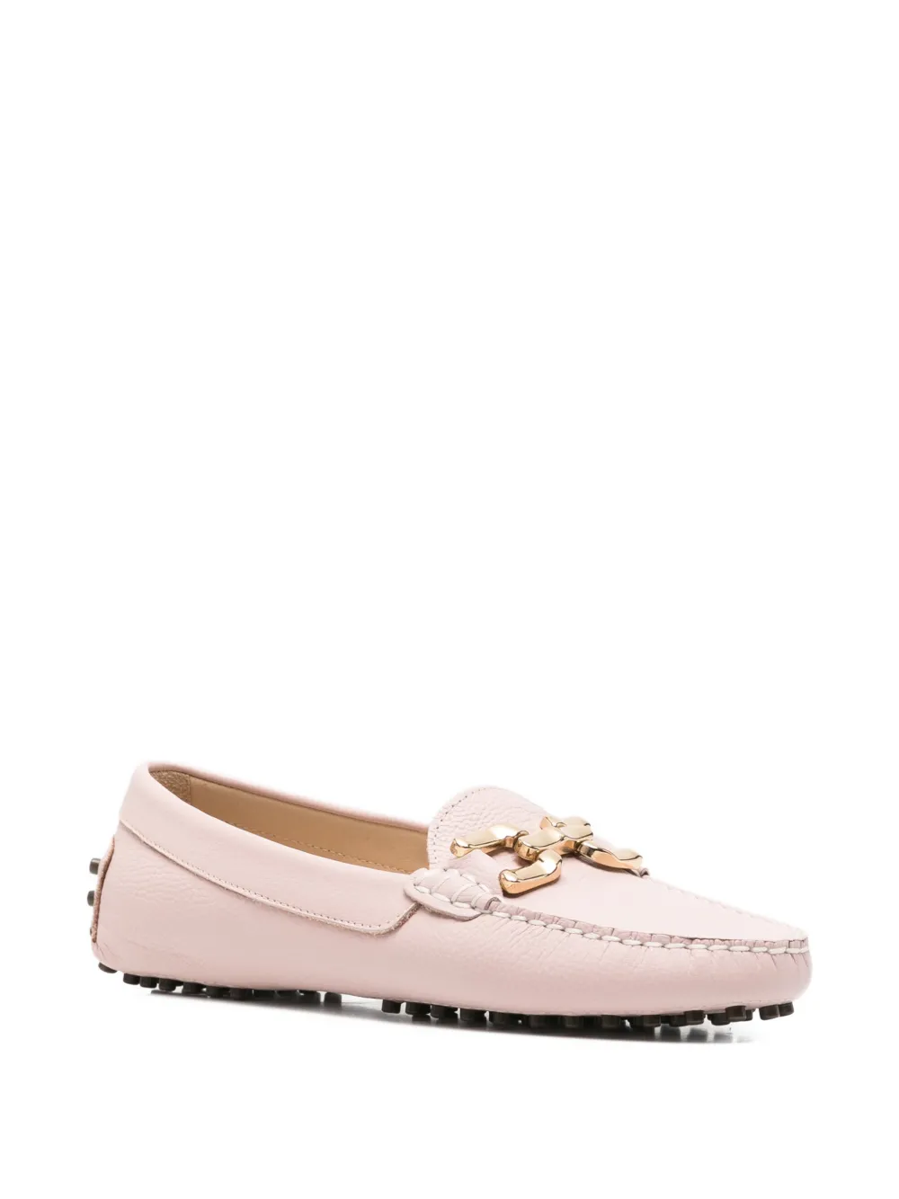SERGIO MORETTI FIRENZE chain-link pebble-grain loafers Roze