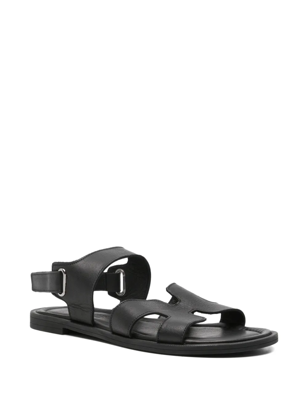 SERGIO MORETTI FIRENZE Leren sandalen met klittenband Zwart