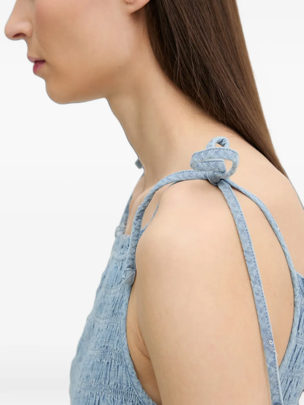 Levi's Monaco smocked tie-strap midi dress Blauw