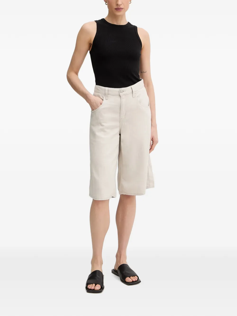 Levi's logo-patch wide-leg shorts Grijs