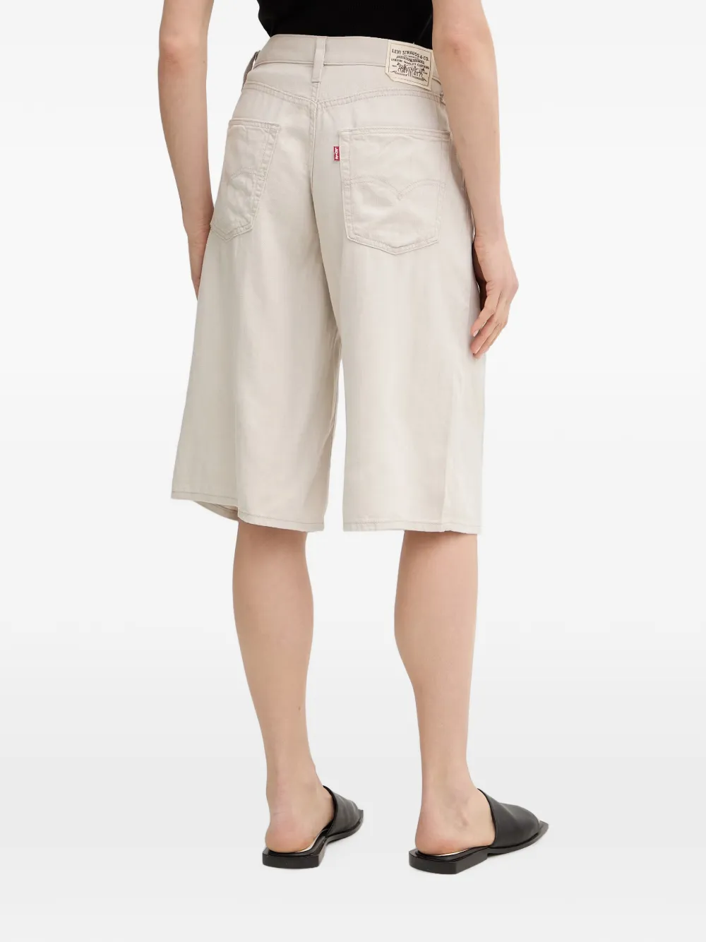 Levi's logo-patch wide-leg shorts Grijs