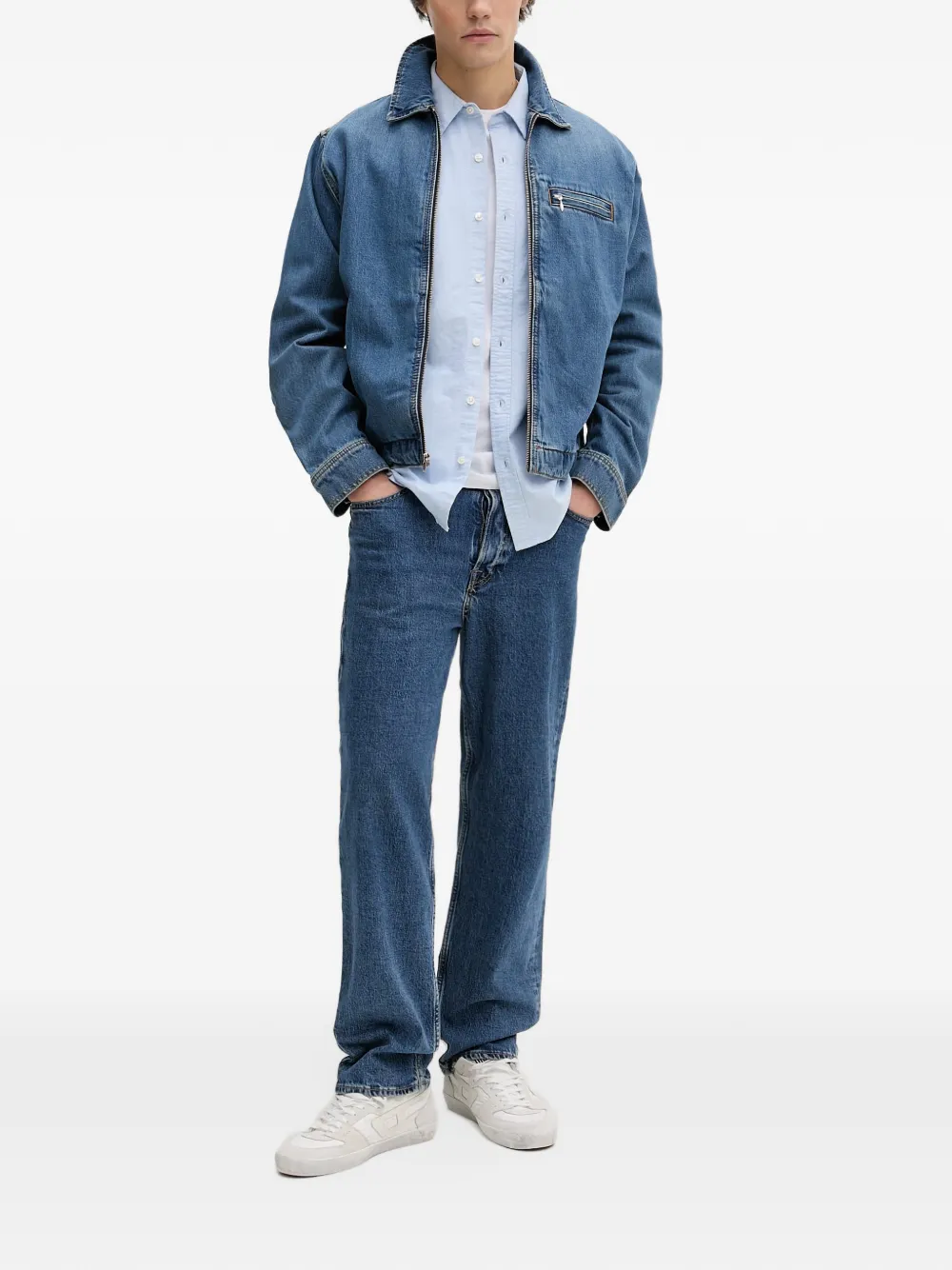 Levi's Cristobal Garage zip-up denim jacket Blauw