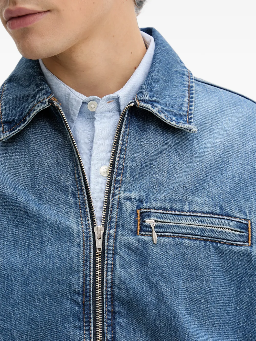 Levi's Cristobal Garage zip-up denim jacket Blauw