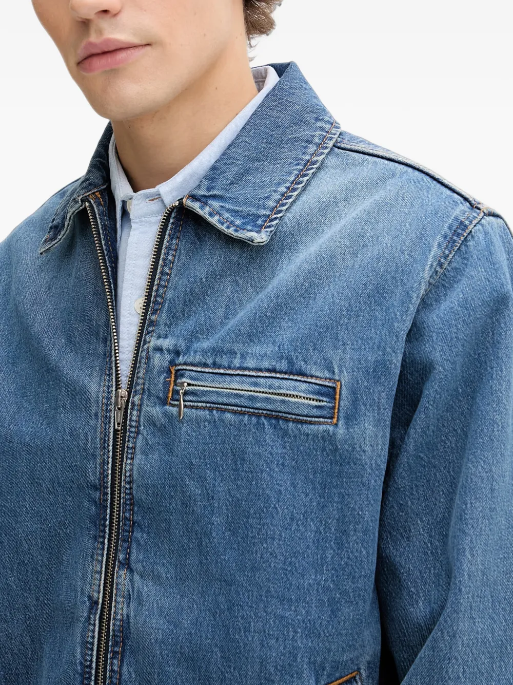 Levi's Cristobal Garage zip-up denim jacket Blauw