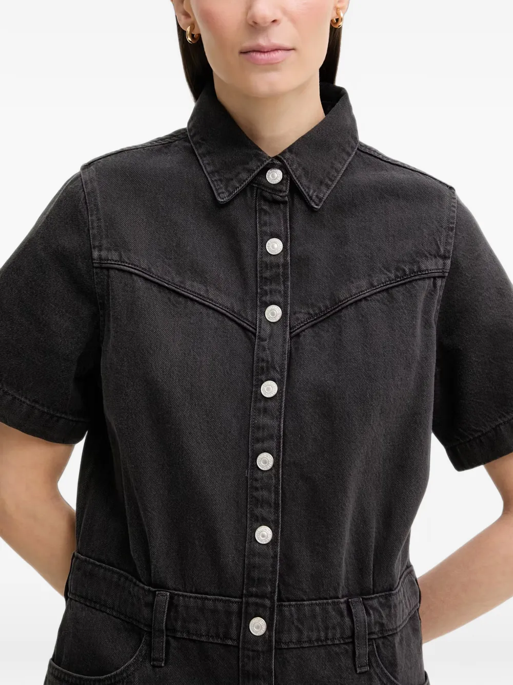 Levi's Denim button-up mini-jurk Zwart
