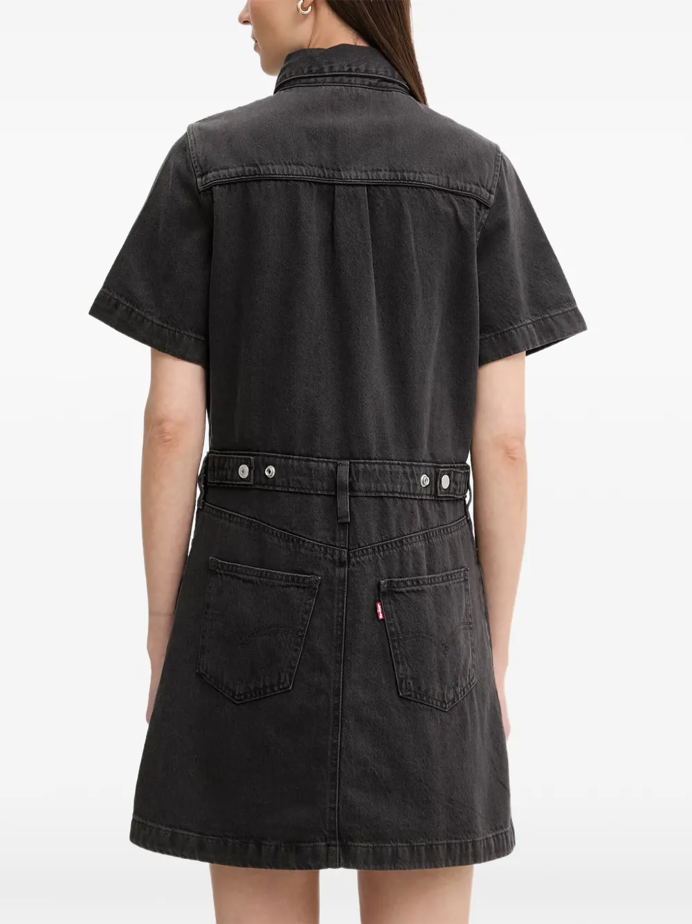Levi's Denim button-up mini-jurk Zwart