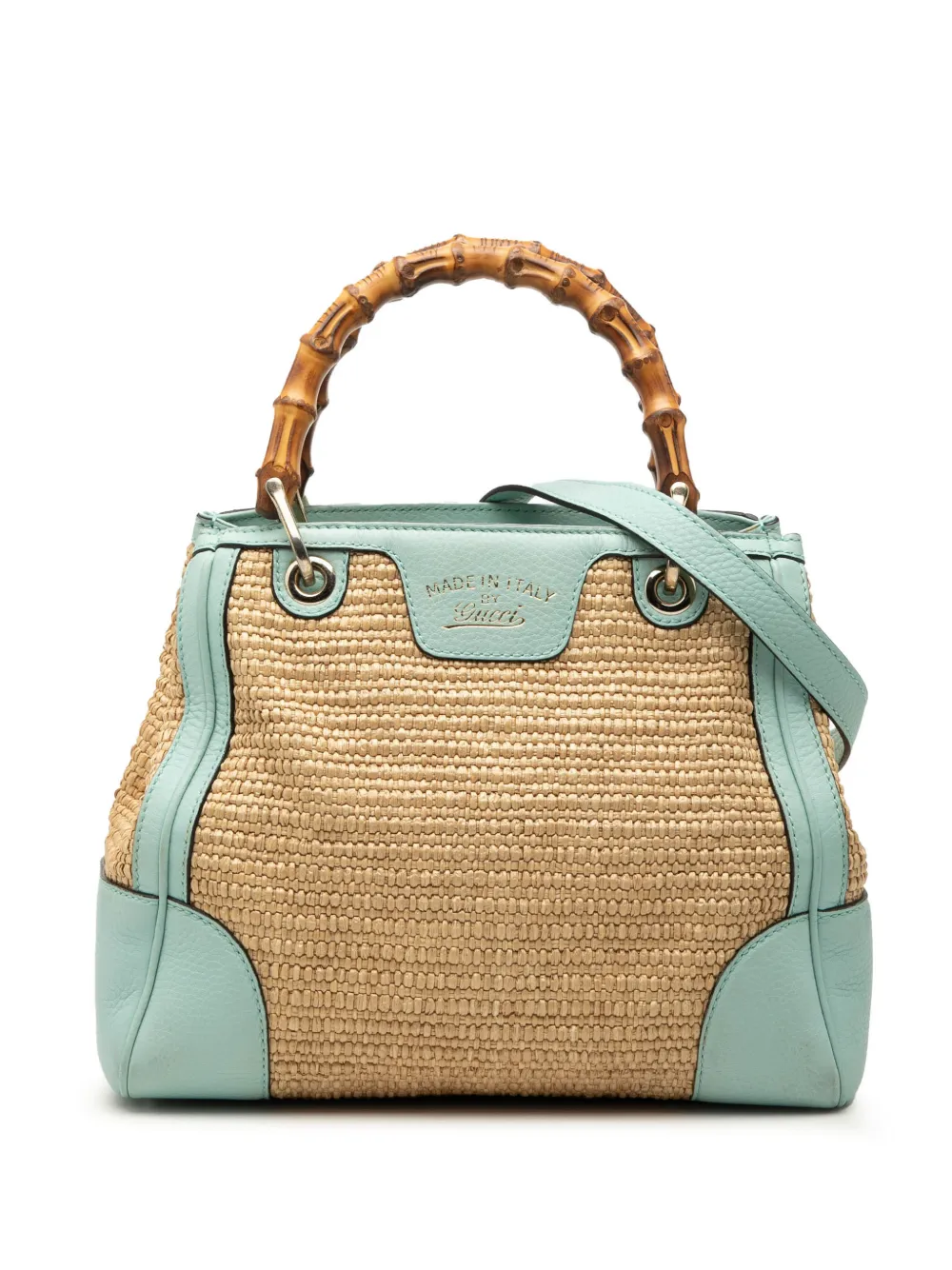 Gucci Pre-Owned 2000-2015 Small Raffia Bamboo Shopper satchel - Blu