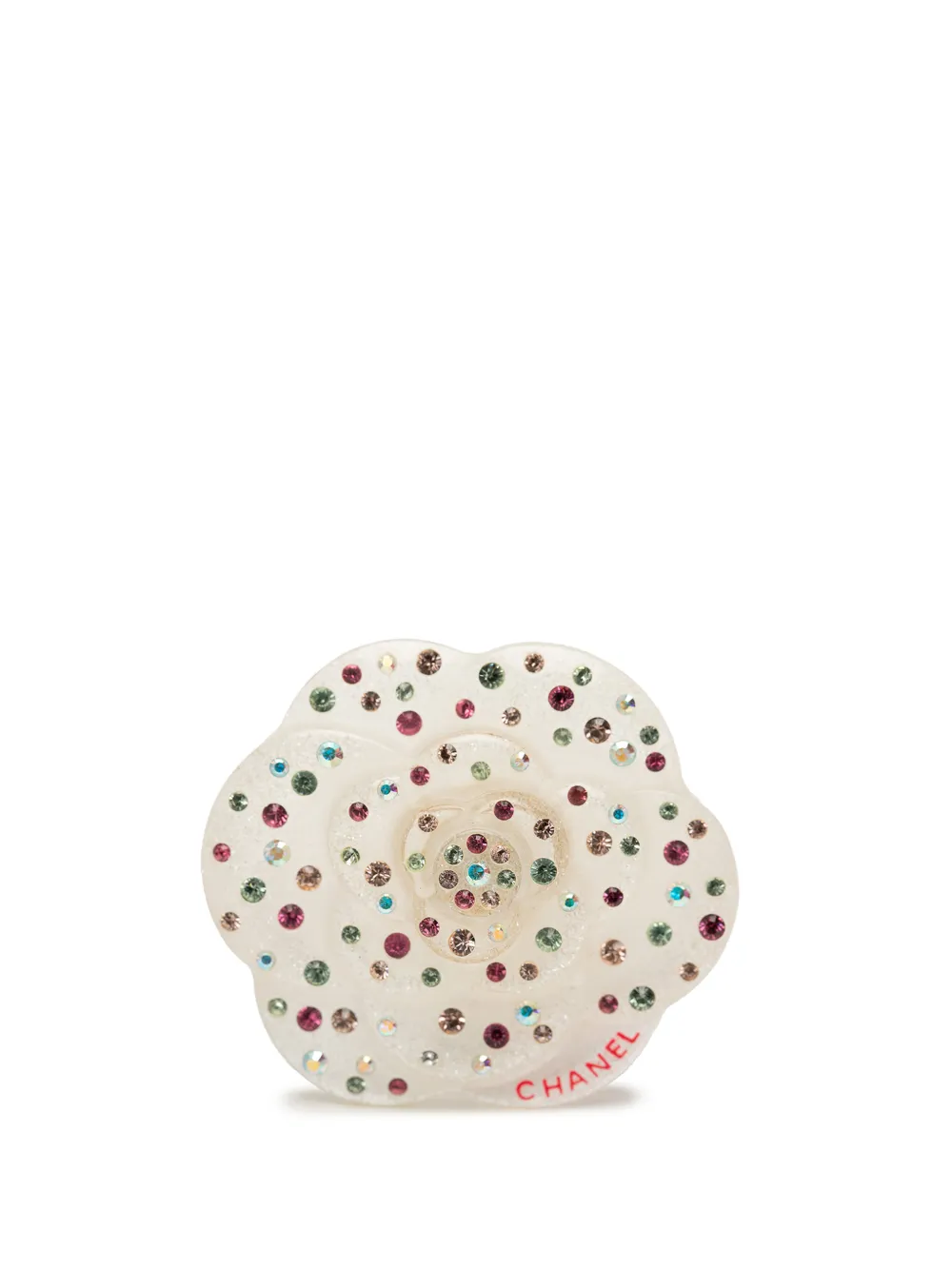 CHANEL Pre-Owned 2000-2026 CC Resin and Crystal Camellia Brooch costume brooch - Weiß