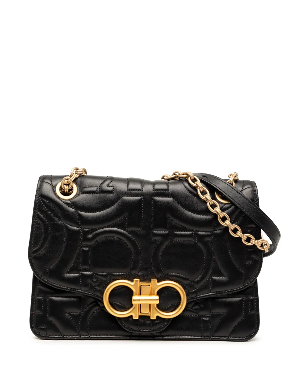 Ferragamo Pre-Owned 2000-2026 Quilted Leather Gancini Flap shoulder bag - Nero
