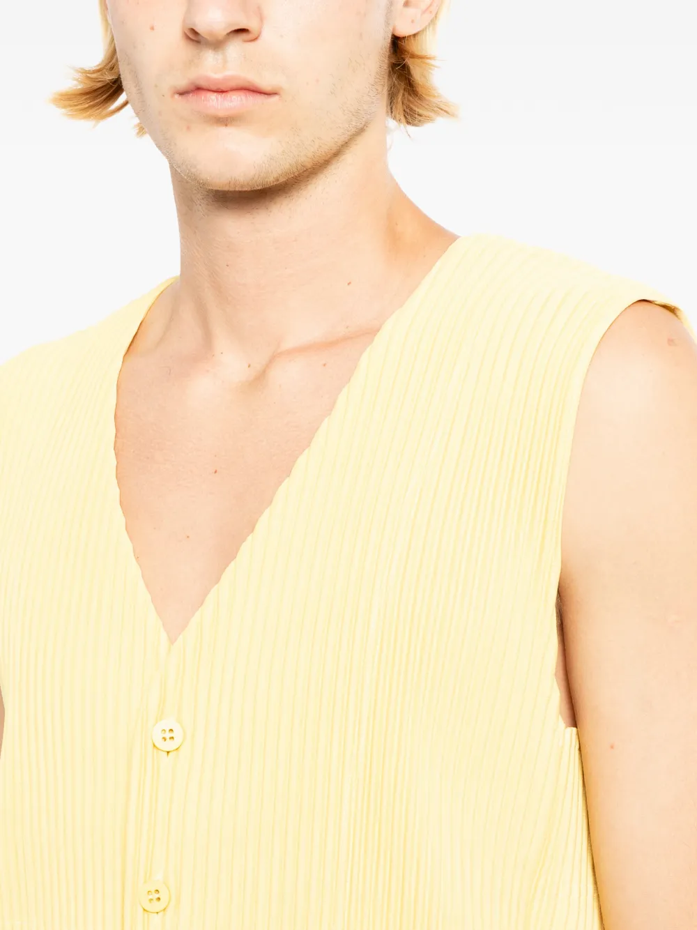 Homme Plissé Issey Miyake Geplooide spencer Geel