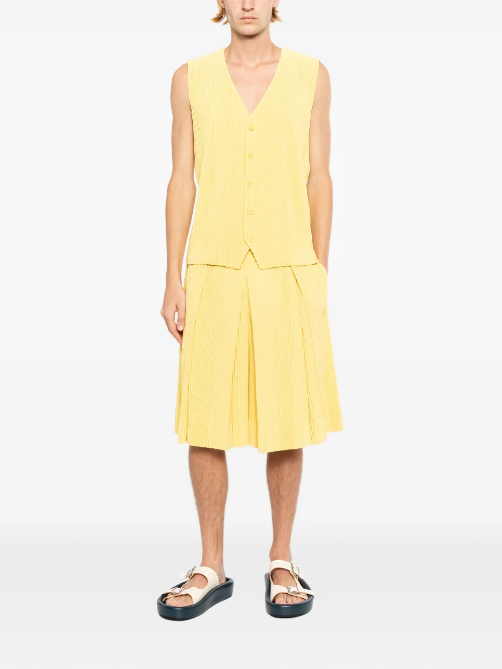 Homme Plissé Issey Miyake Geplooide spencer Geel