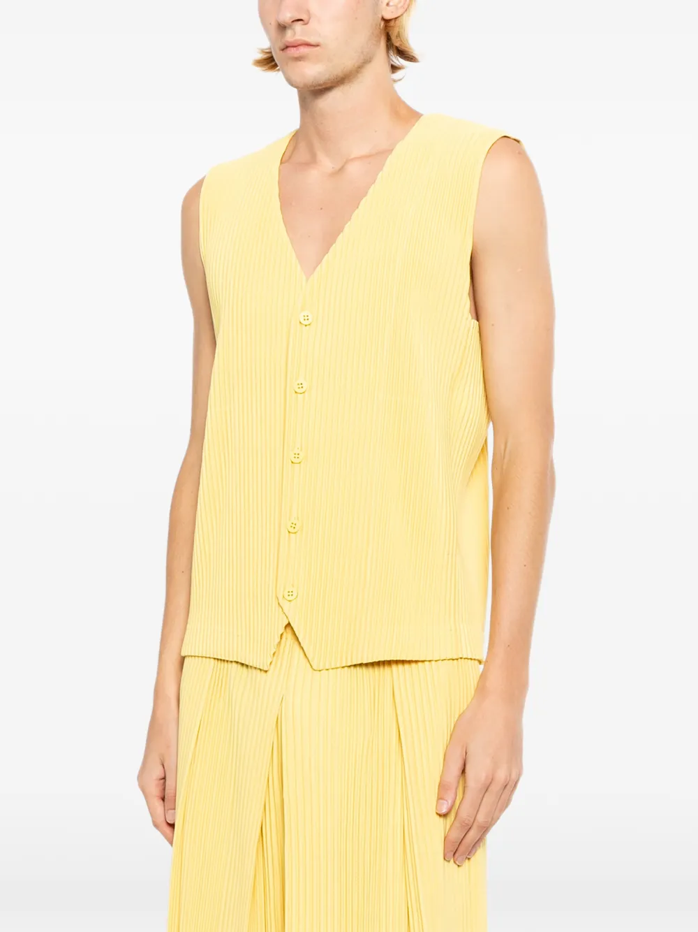 Homme Plissé Issey Miyake Geplooide spencer Geel