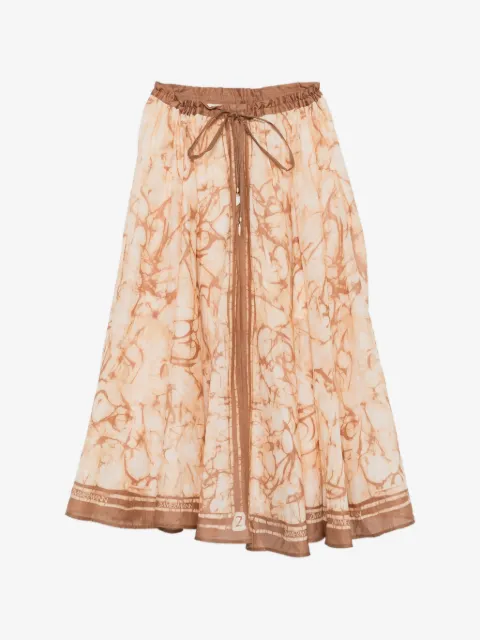 ZIMMERMANN Indra midi-rok met tie-dye print