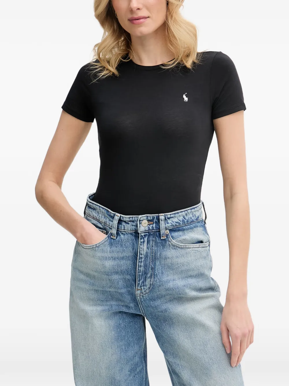 Polo Ralph Lauren logo-embroidered crew-neck bodysuit - Schwarz