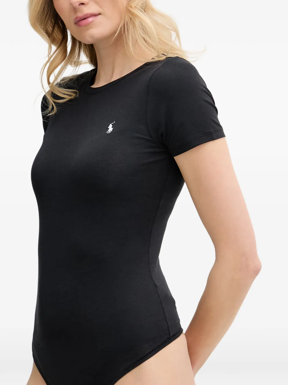 Polo Ralph Lauren Romper met geborduurd logo en ronde hals Zwart