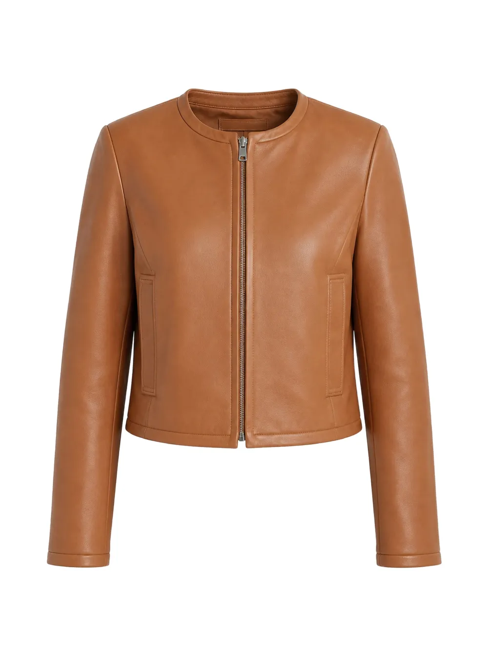 Theory crop collarless zip-up jacket - Marrone