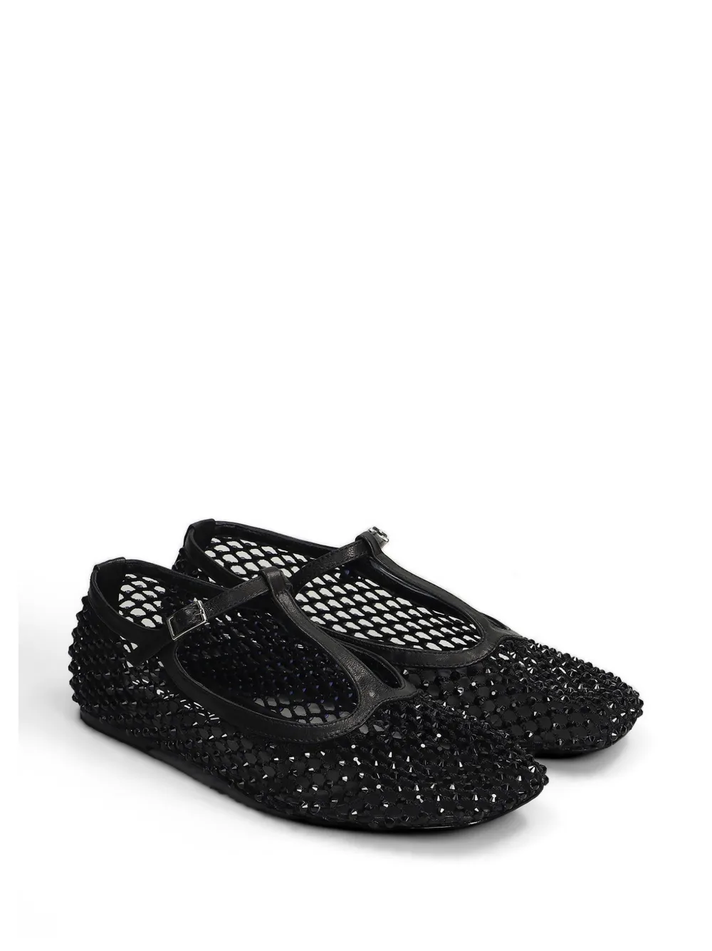 strategia shoes crystal-embellished mesh ballet flats Zwart