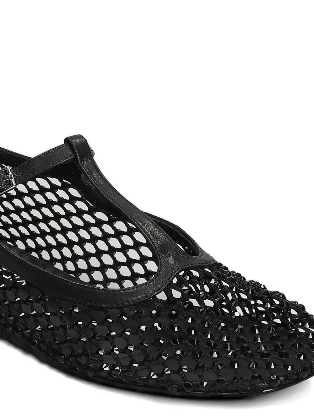 strategia shoes crystal-embellished mesh ballet flats Zwart