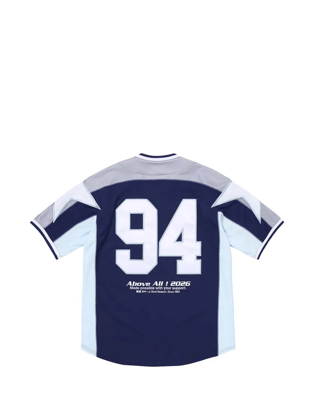 Supreme Honkbalshirt met ster-patroon en vlakken Blauw