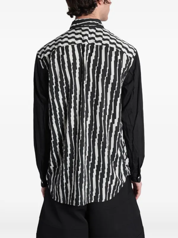 Comme Des Garçons Homme Plus wave-print Panelled Shirt | Black