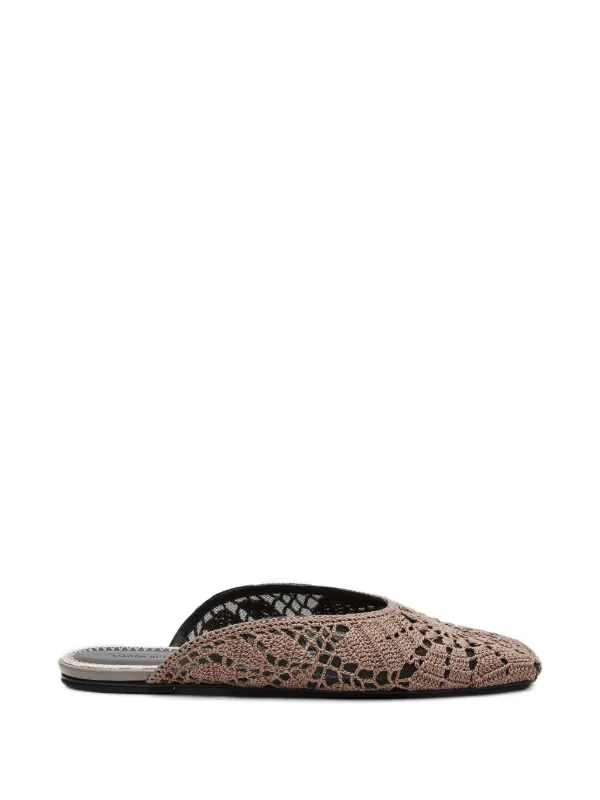 Magda Butrym Crochet-knit Floral Flat Mules in Brown