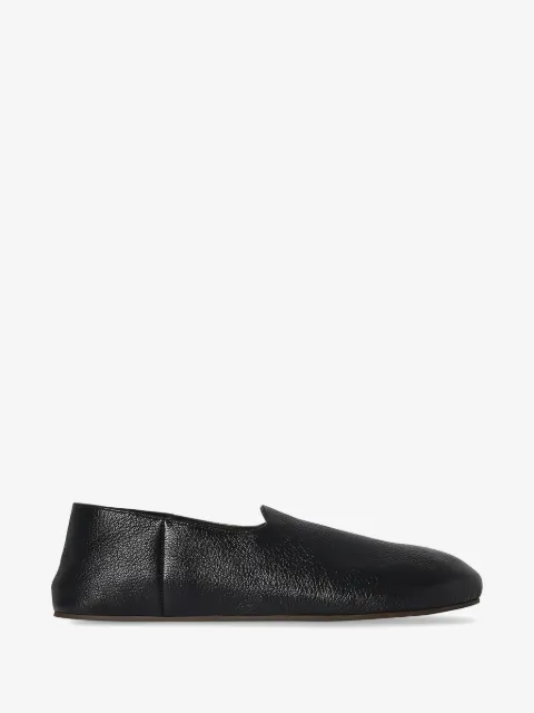 The Row grained-leather slippers