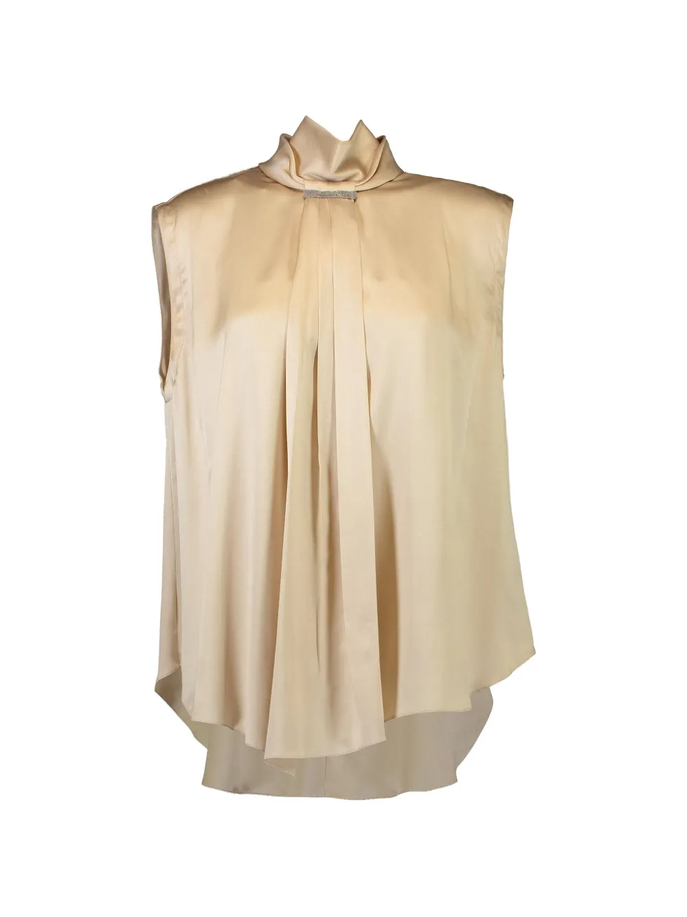 Brunello Cucinelli Monili-embellished pleated blouse - Braun