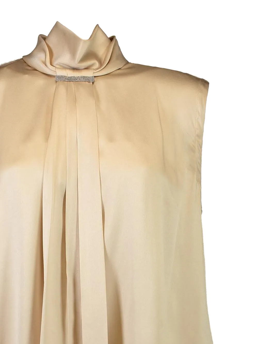 Brunello Cucinelli Blouse met Monili-verfraaiing en plooien Bruin