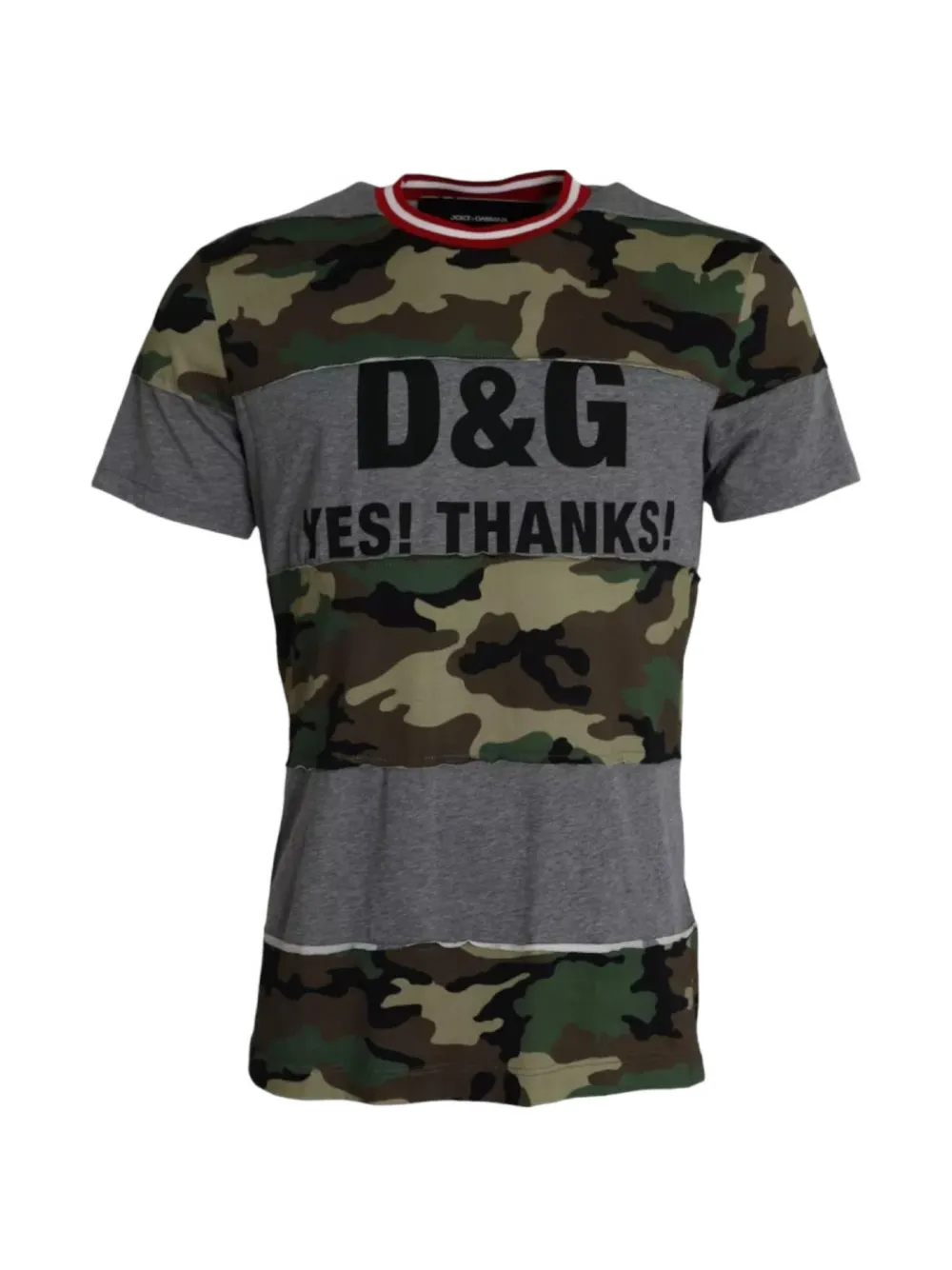 Dolce & Gabbana camouflage-patchwork logo-print T-shirt - Brown