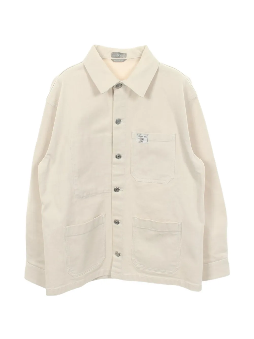 Christian Dior Pre-Owned 2010s embroidered logo shirt jacket - Nude