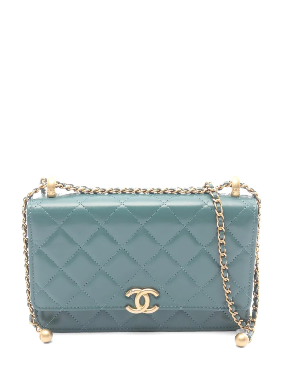 CHANEL Pre-Owned 2021s matelassé chain wallet - Verde