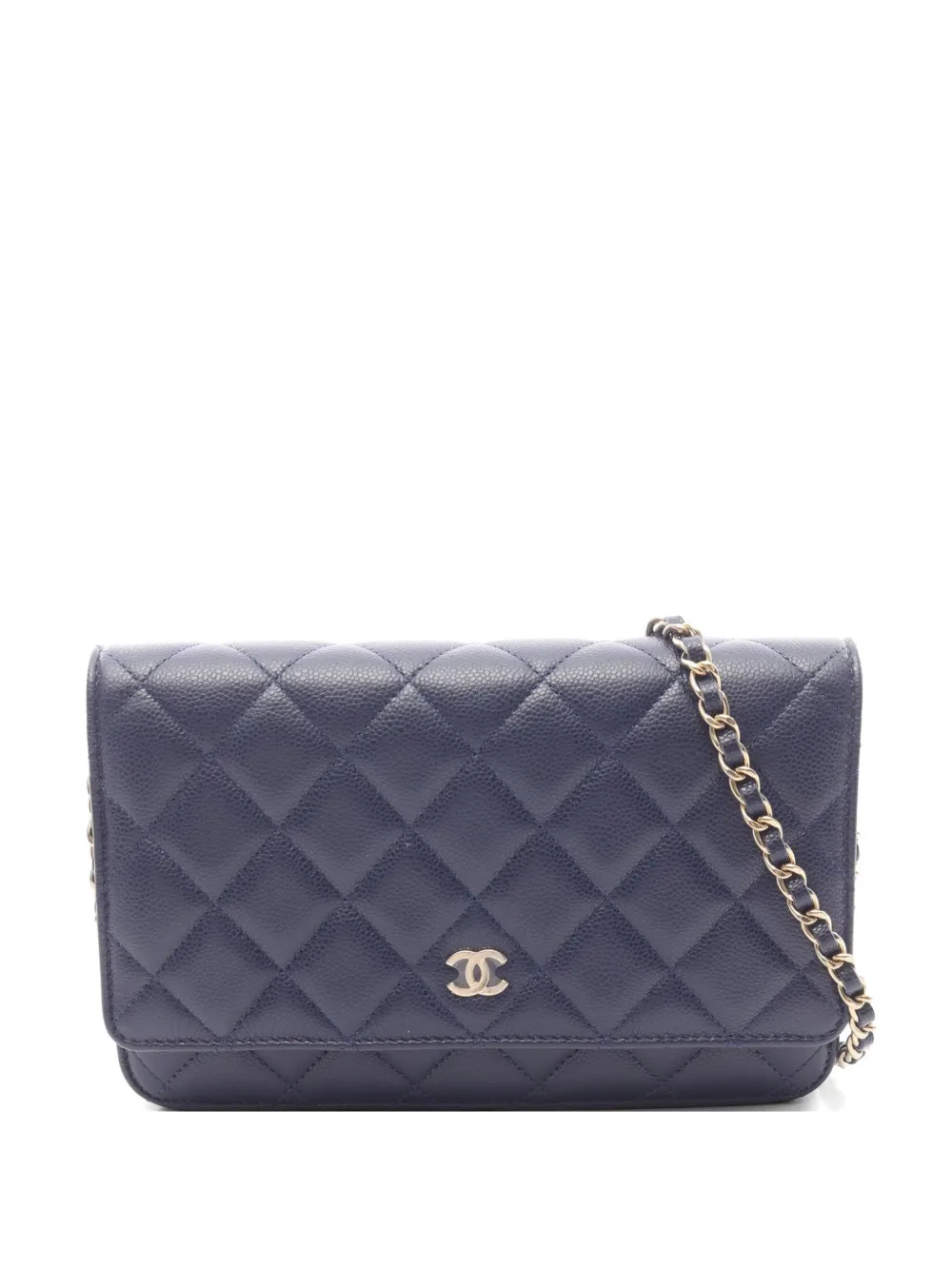 CHANEL Pre-Owned 2021s Matelassé caviar-leather chain wallet - Blau