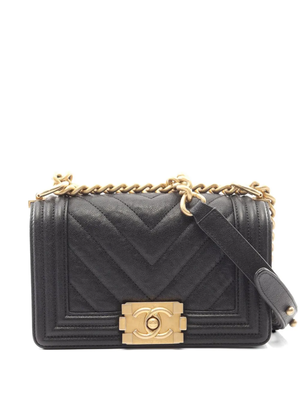 CHANEL Pre-Owned 2018-2019 Boy chevron-quilted shoulder bag - Nero