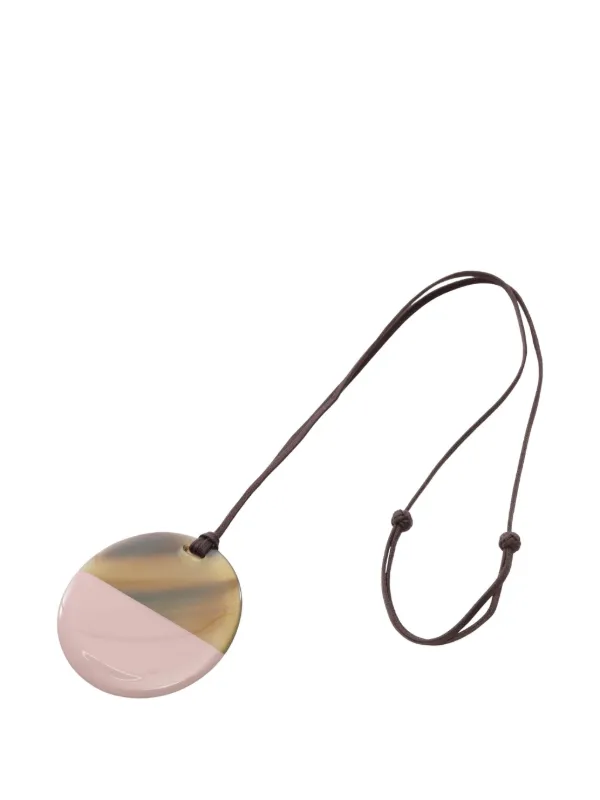 Hermès Pre-owned Minimal City Buffalo Horn Pendant Necklace in Pink
