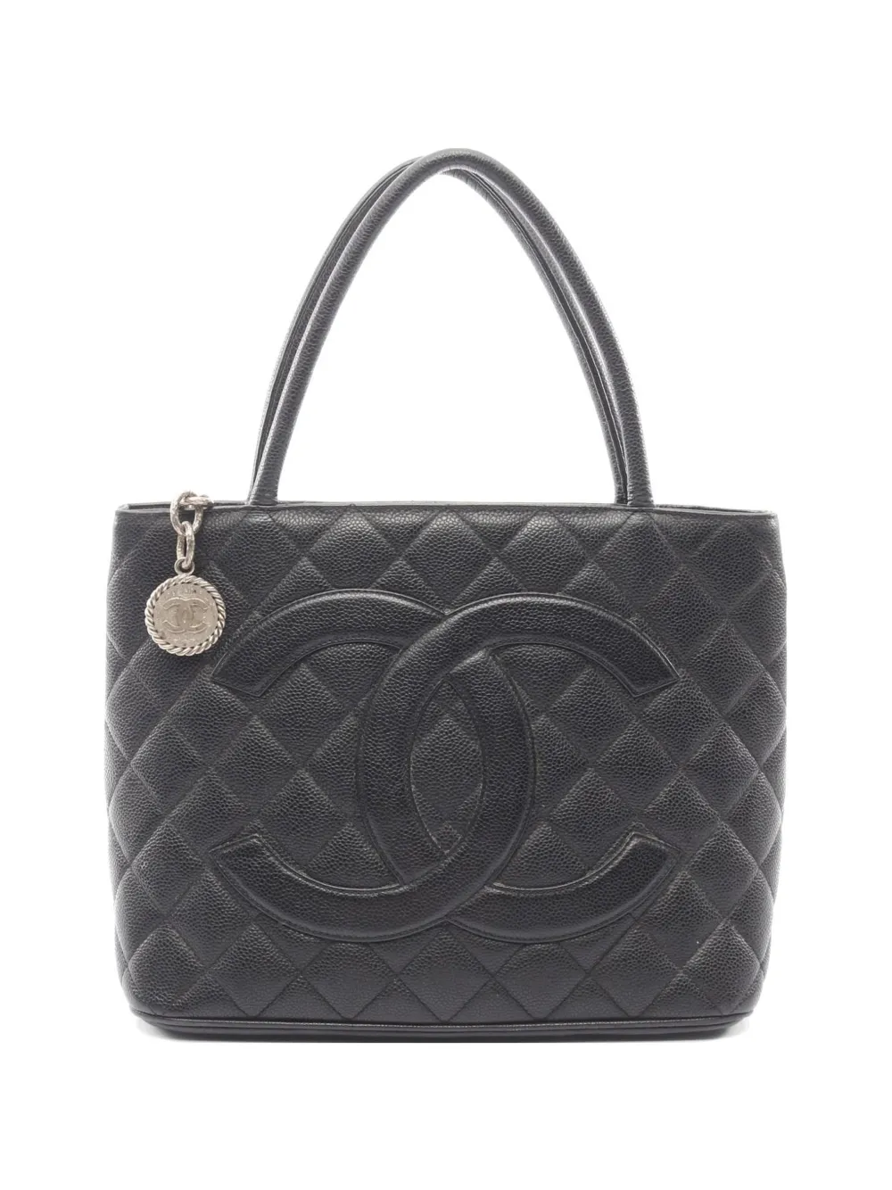 CHANEL Pre-Owned 2000-2002 Medallion Tote Caviar-leather tote bag - Nero
