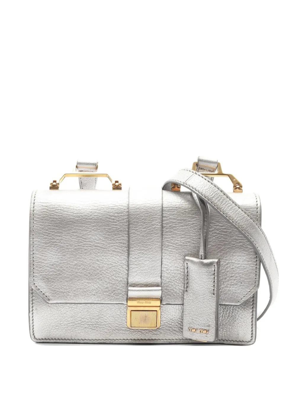 Miu Miu Pre-Owned 00s Madras leather shoulder bag - Argento