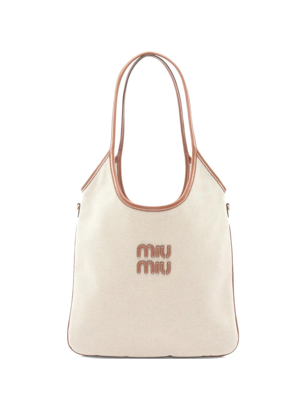 Miu Miu Pre-Owned 2020s Ivy logo-detail shoulder bag - Toni neutri