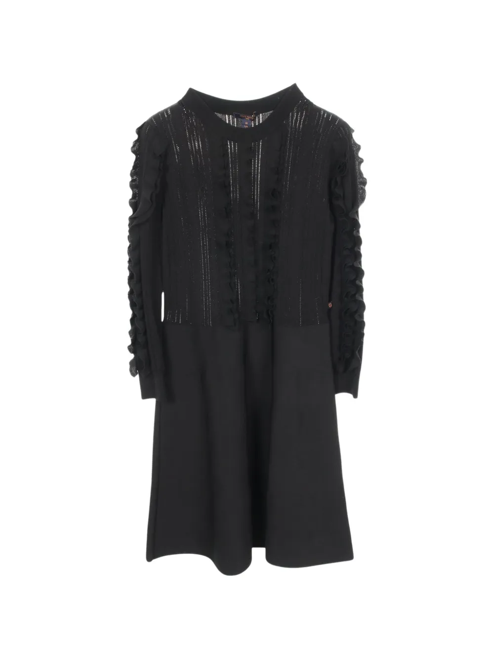 Louis Vuitton Pre-Owned 2010s frill-trim knit dress - Black