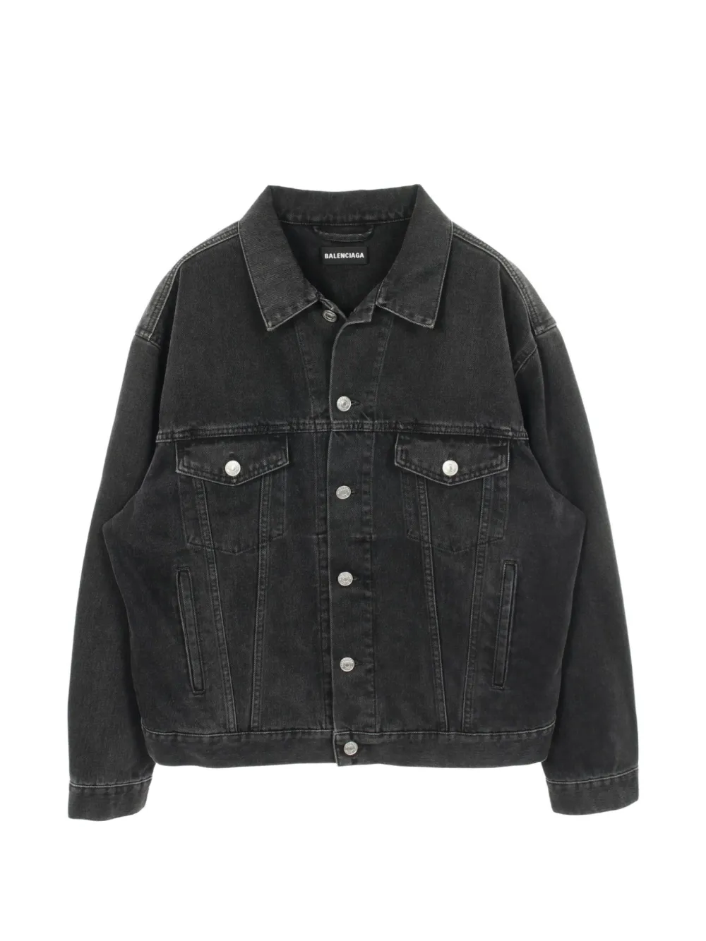 Balenciaga Pre-Owned 2010s logo-embroidered denim jacket - Black
