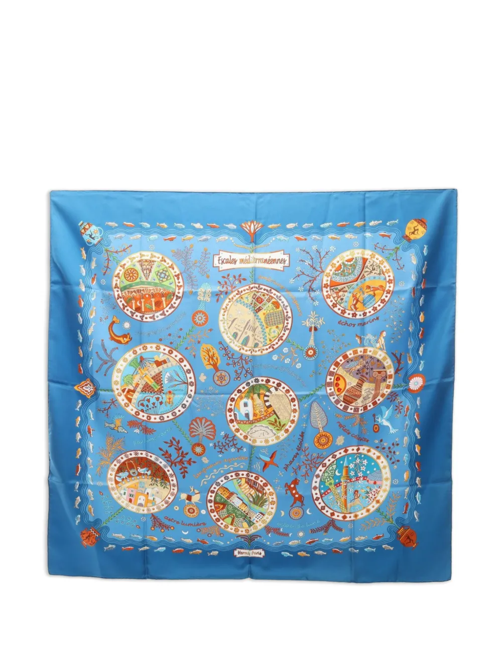 Hermès Pre-Owned 2010s Escales Méditerranéennes scarf - Blu