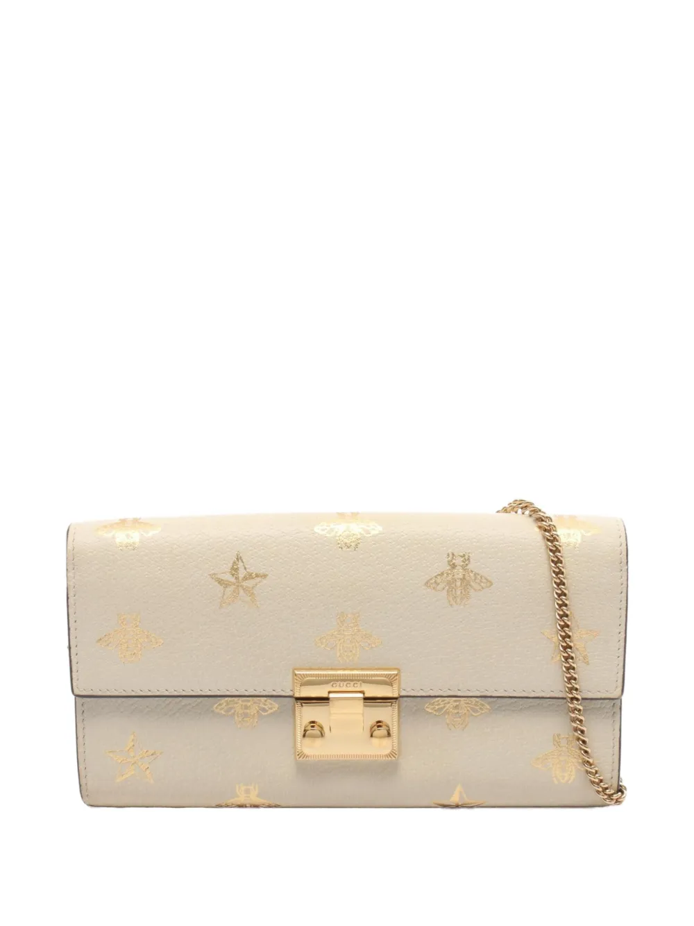 Gucci Pre-Owned 2000s padlock bee and star-print chain wallet - Toni neutri