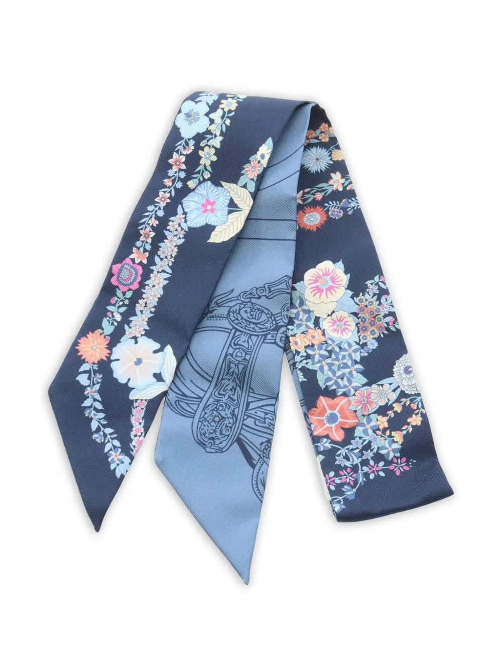 Hermès Pre-Owned Foulard Brides de Gala en Fleurs anni 2020 - Blu