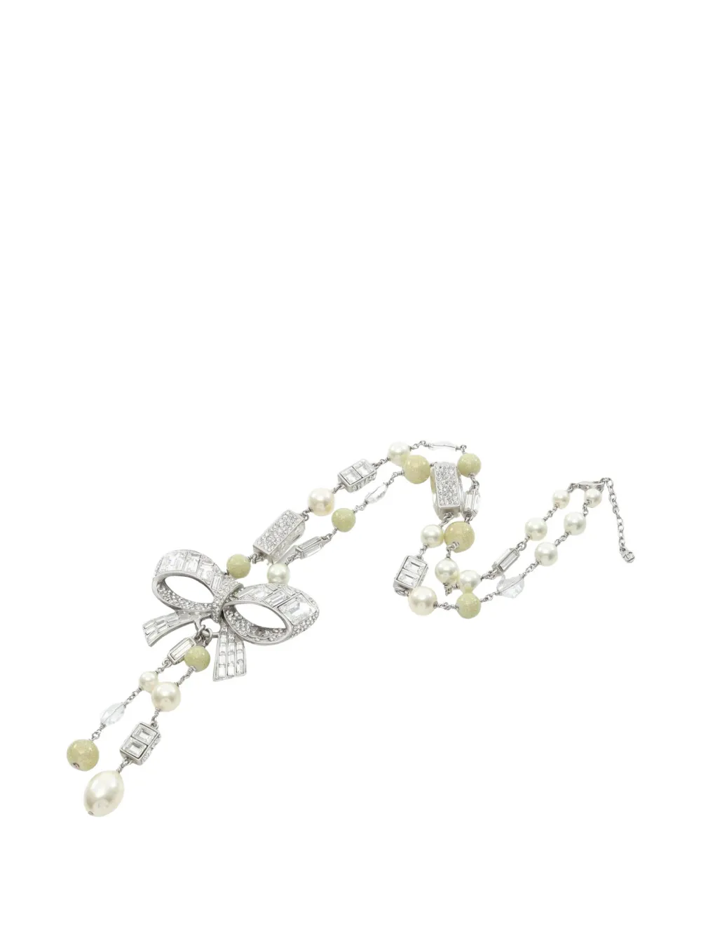 CHANEL Pre-Owned 2008 ribbon-detail necklace - Argento
