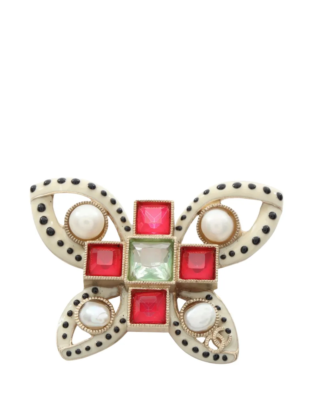CHANEL Pre-Owned 1986-1988 Coco Mark butterfly brooch - Toni neutri
