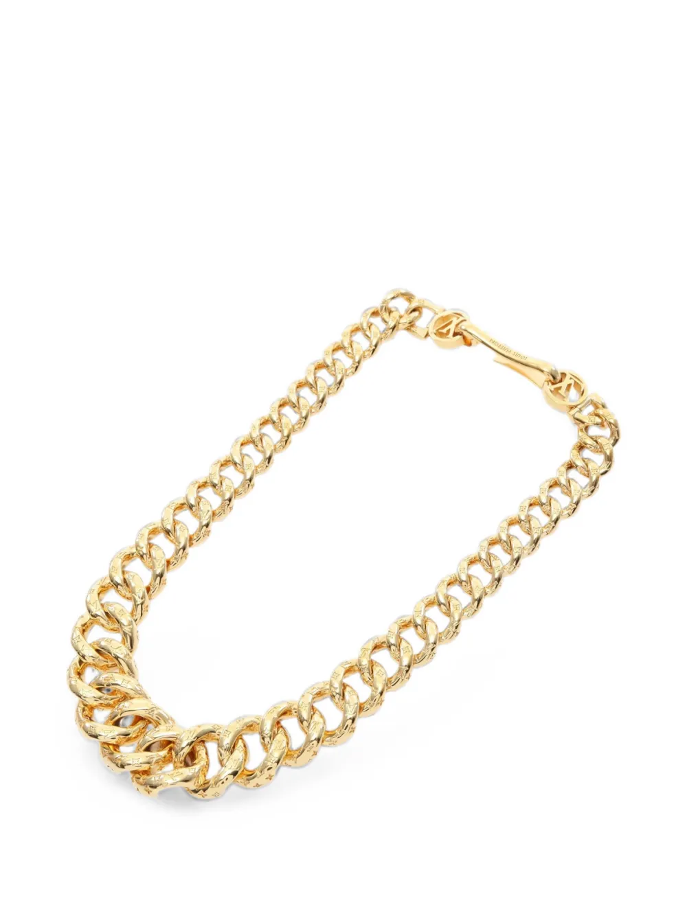 Louis Vuitton Pre-Owned 2021 engraved-monogram necklace - Oro