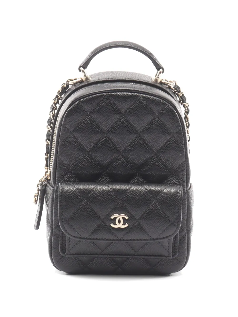 CHANEL Pre-Owned 2021 mini diamond-quilted leather backpack - Black