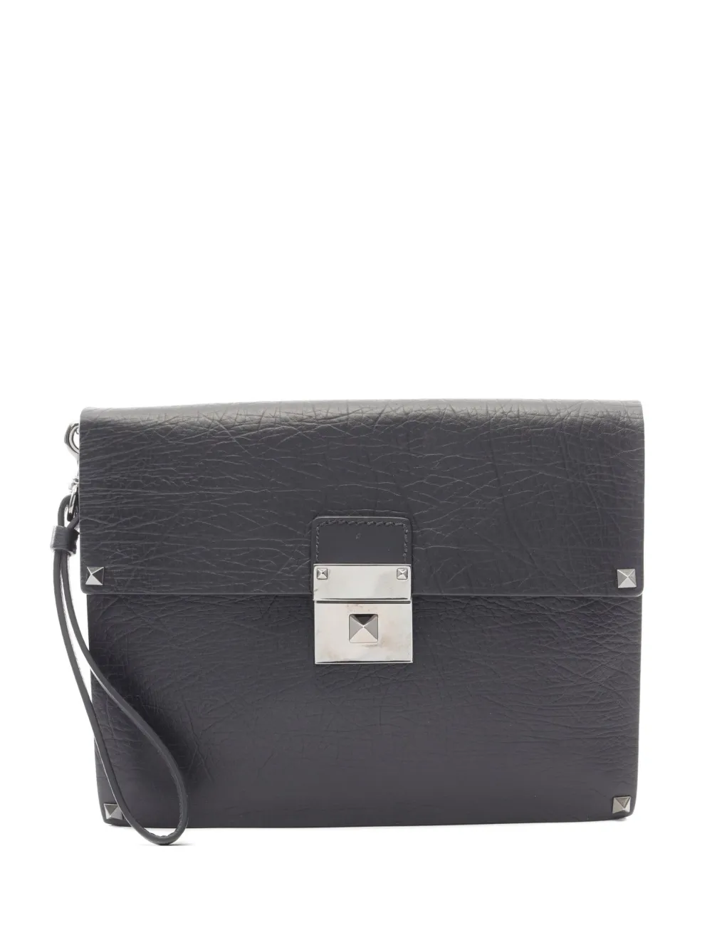Valentino Garavani Pre-Owned 2010s Rockstud leather clutch bag - Black