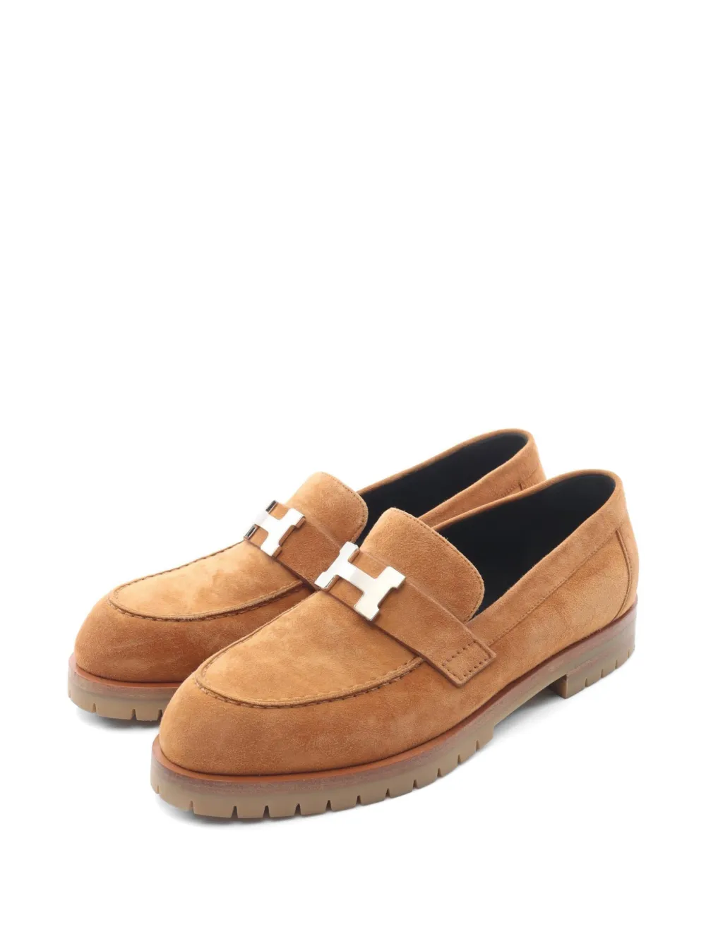 Hermès Pre-Owned 2010s Faubourg suede loafers - Braun
