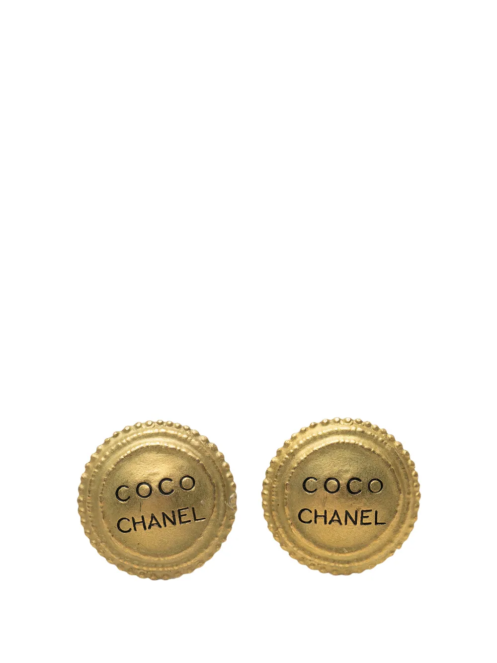 CHANEL Pre-Owned 1994 Gold Plated Coco Round Clip On Earrings costume earrings