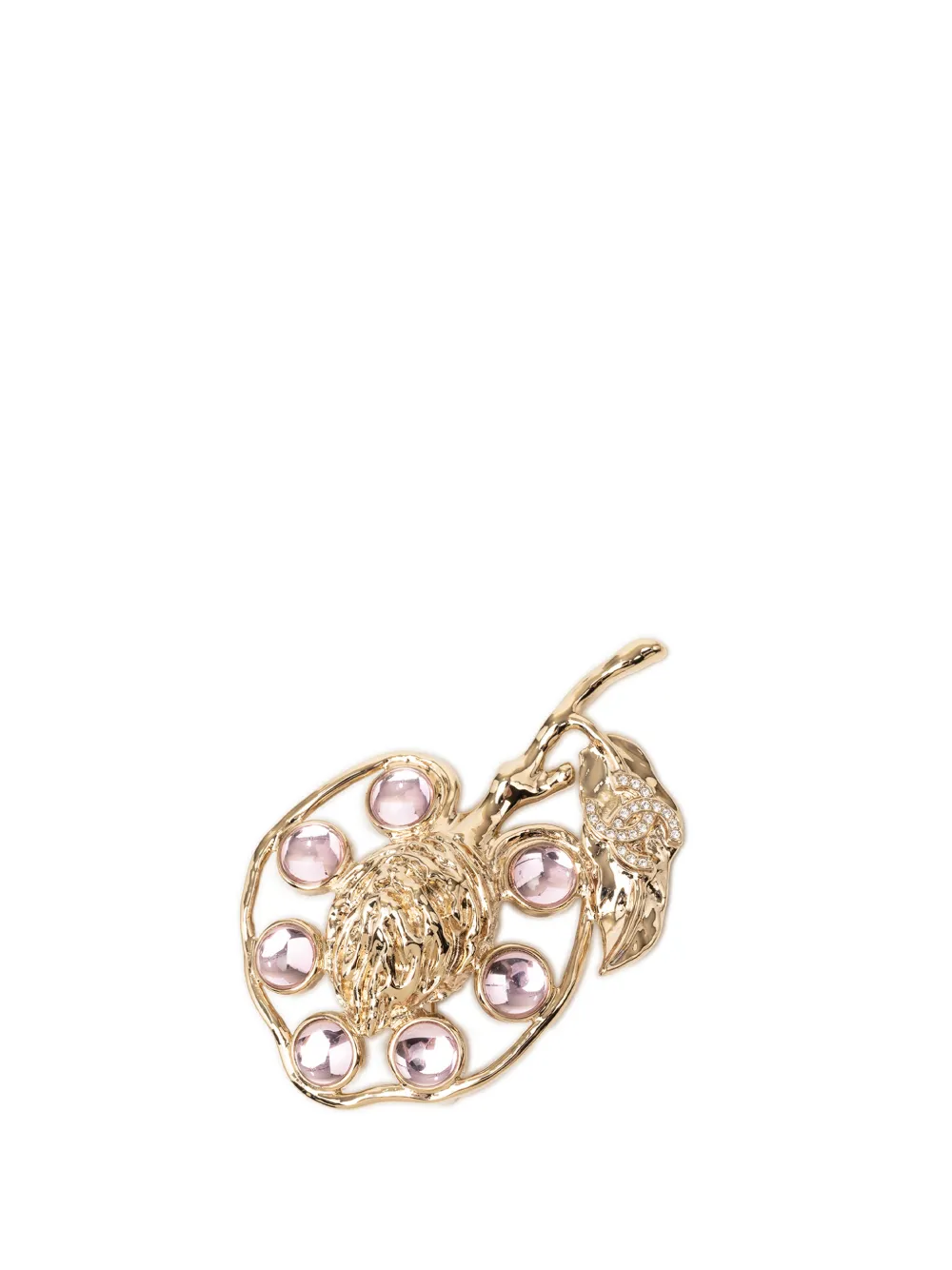 CHANEL Pre-Owned 2025 Gold Plated CC Strass and Gripoix Fruit Pin Brooch costume brooch - Viola